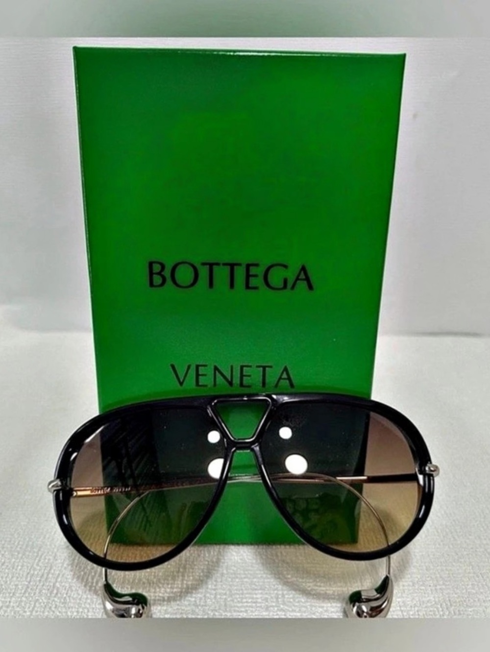 Bottega Veneta BV1273S Drop Aviator Sunglasses Black & Brown
